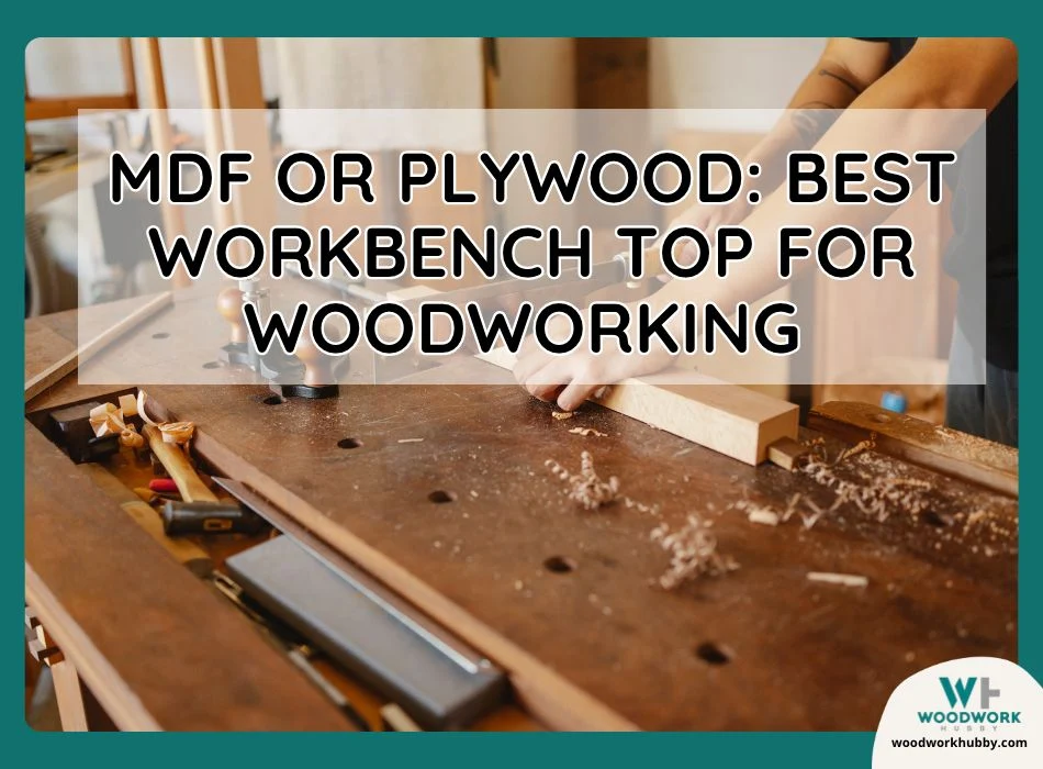 a woodworker while working on workbench top.